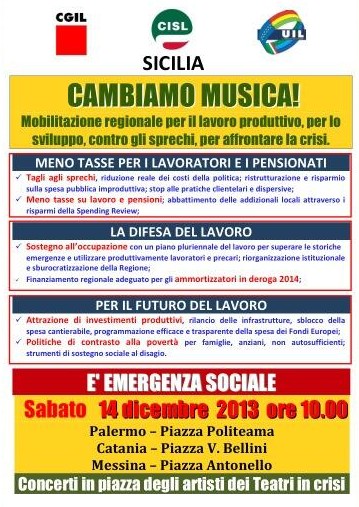 Conferenza stampa sindacati manifestazione 'Cambiamo musica' (volantino)